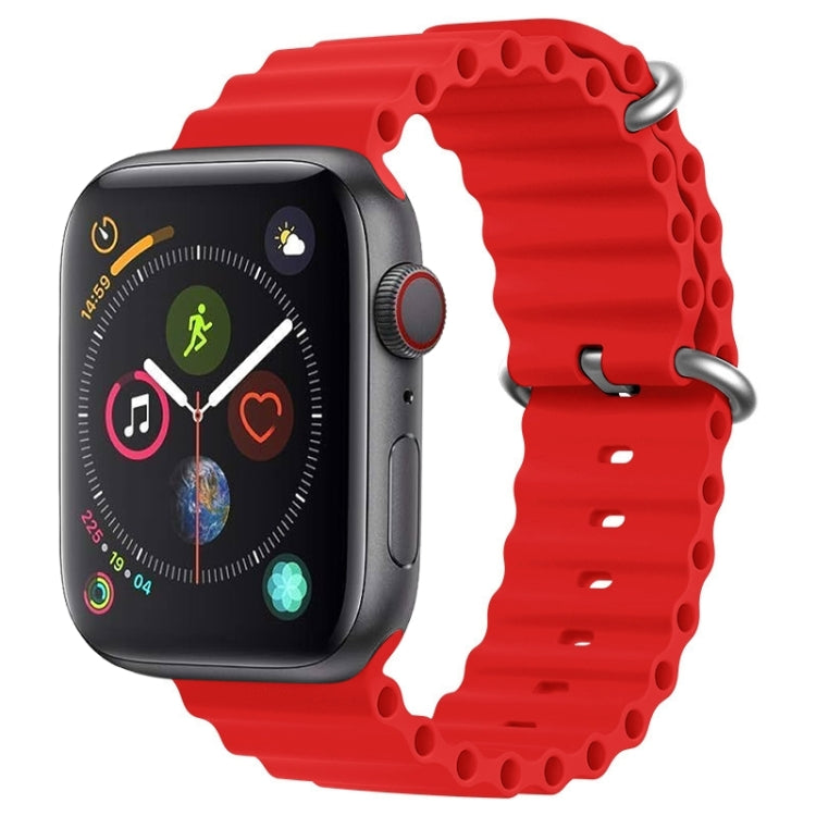 For Apple Watch Series 4 44mm ZGA Ocean Silicone Watch Band(Red)