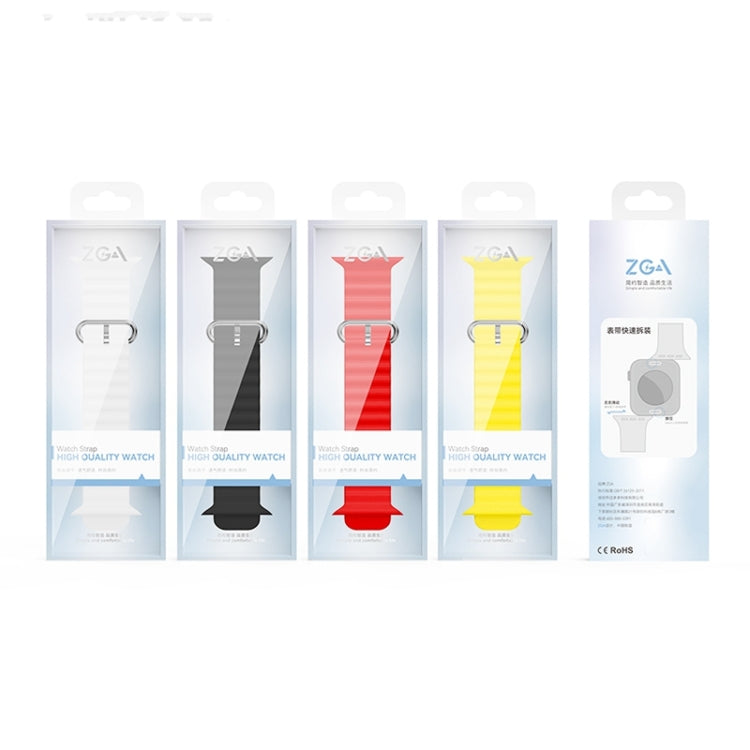 For Apple Watch 42mm ZGA Ocean Silicone Watch Band(Yellow) - Watch Bands by ZGA | Online Shopping South Africa | PMC Jewellery | Buy Now Pay Later Mobicred