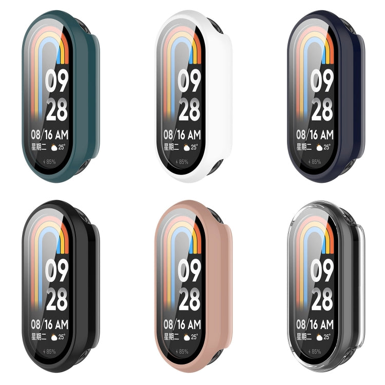 For Xiaomi Mi Band 8 PC + Tempered Film Integrated Protective Watch Case(Pink)