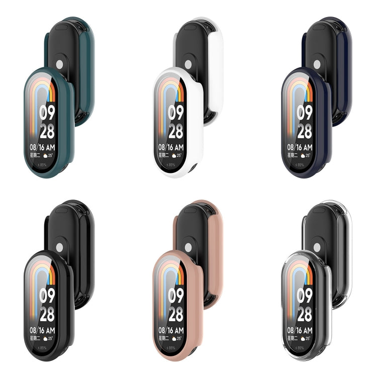 For Xiaomi Mi Band 8 PC + Tempered Film Integrated Protective Watch Case(Pink) - Watch Cases by PMC TechLife | Online Shopping South Africa | PMC TechLife