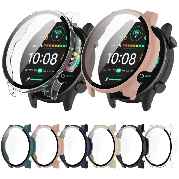 For Xiaomi Haylou RT3 / Solar Plus LS16 PC + Tempered Film Integrated Watch Protective Case(Pine Green)