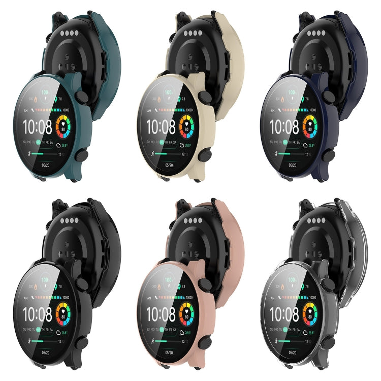 For Xiaomi Haylou RT3 / Solar Plus LS16 PC + Tempered Film Integrated Watch Protective Case(Transparent White)