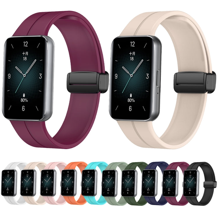 For Honor Band 9 Magnetic Folding Black Buckle Silicone Watch Band(Starlight Color)