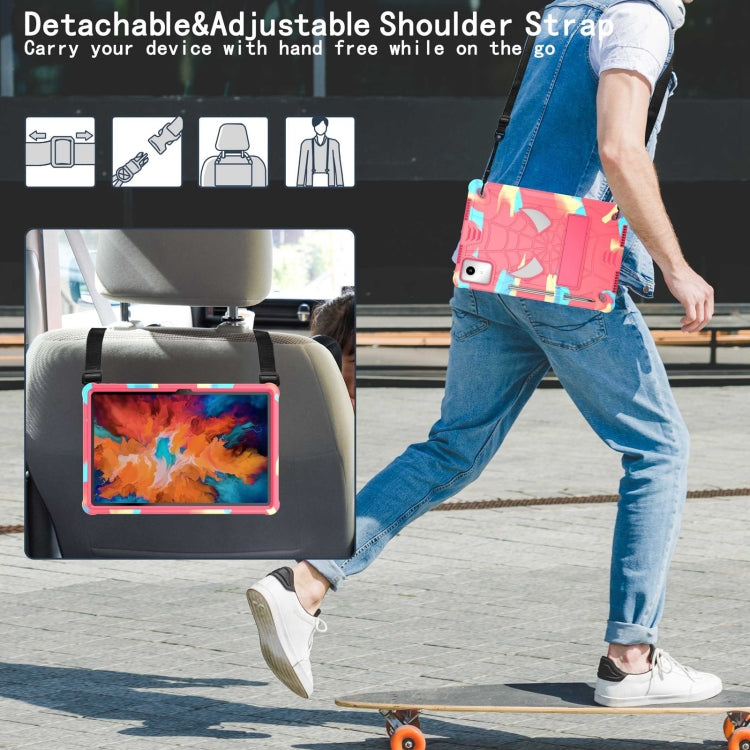 For Lenovo Tab M11/ Xiaoxin Pad 11 2024 Fold-Holder Spider Silicone Hybrid PC Tablet Case(Camouflage Rose Red) - Lenovo by PMC Jewellery | Online Shopping South Africa | PMC Jewellery | Buy Now Pay Later Mobicred