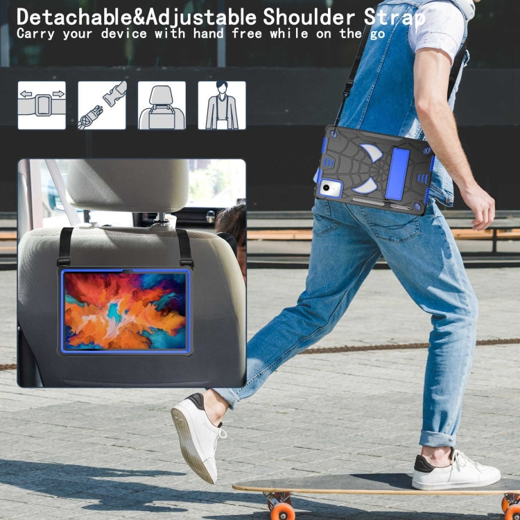 For Lenovo Tab M11/ Xiaoxin Pad 11 2024 Fold-Holder Spider Silicone Hybrid PC Tablet Case(Back Blue) - Lenovo by PMC Jewellery | Online Shopping South Africa | PMC Jewellery | Buy Now Pay Later Mobicred