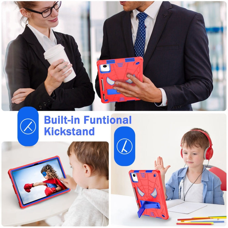 For Lenovo Tab M11/ Xiaoxin Pad 11 2024 Fold-Holder Spider Silicone Hybrid PC Tablet Case(Red Blue)