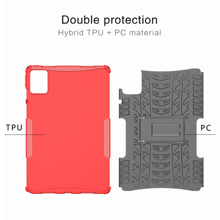 For Lenovo Tab M11/ Xiaoxin Pad 11 2024 Tire Texture TPU Hybrid PC Tablet Case with Holder(Blue)
