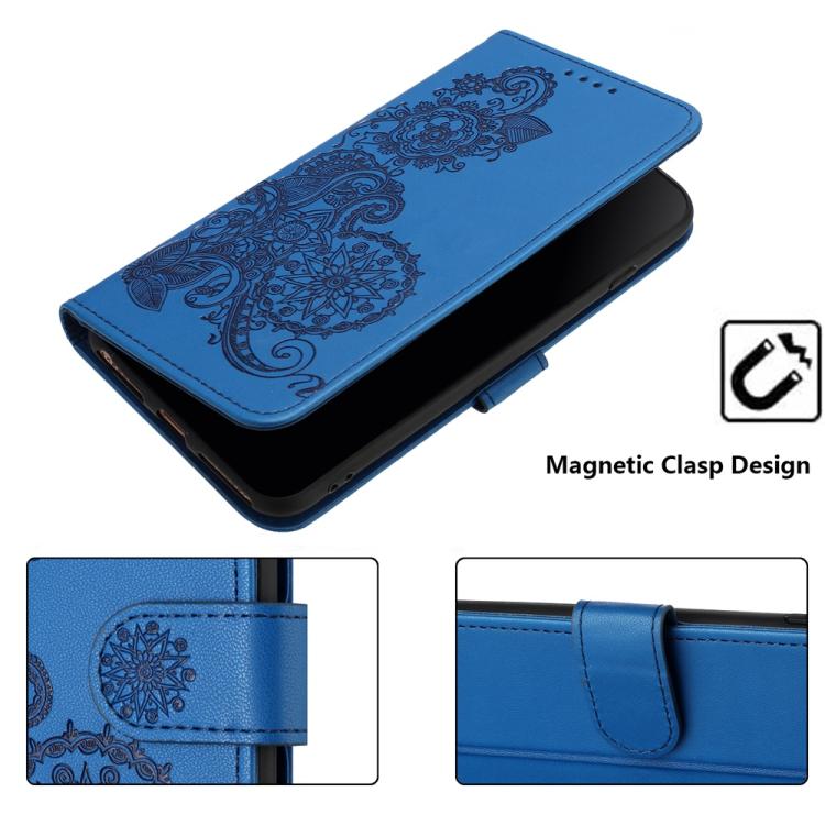 For iPhone 17 Pro Max Datura Flower Embossed Flip Leather Phone Case(Blue) - free shipping - PMc TechLife - Order now!