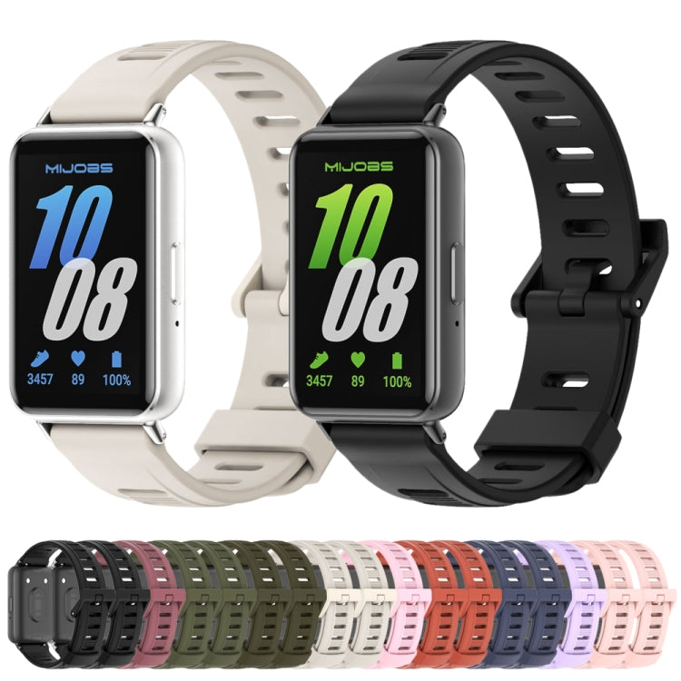 For Samsung Galaxy Fit 3 Mijobs Flat Hole Silicone Watch Band(Army Green+Black)