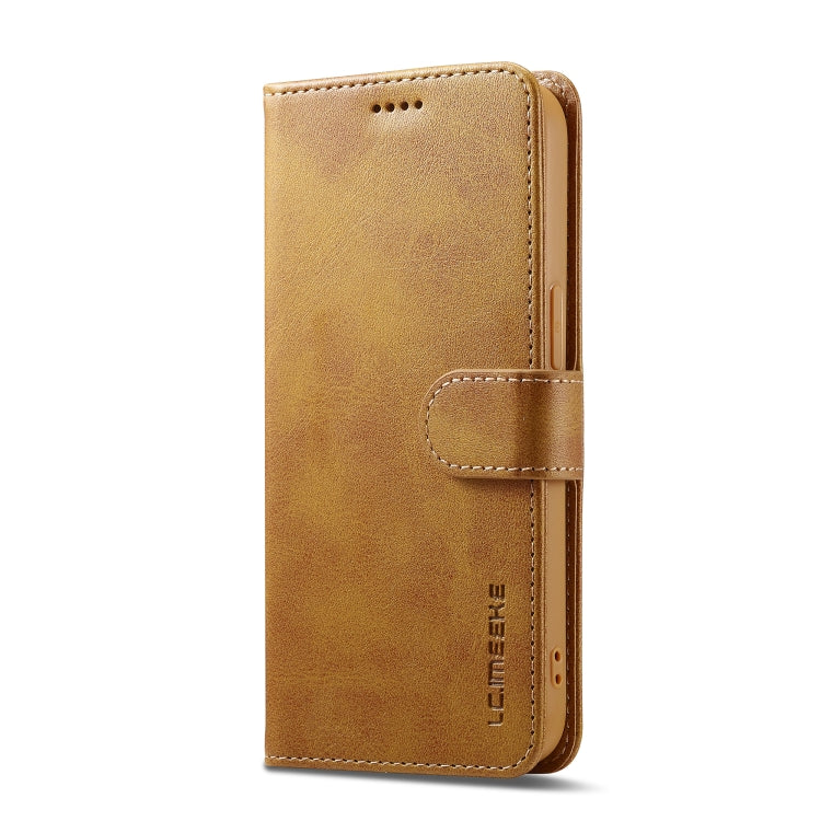 LC.IMEEKE Calf Texture Horizontal Flip Leather Case For iPhone 16e(Yellow)