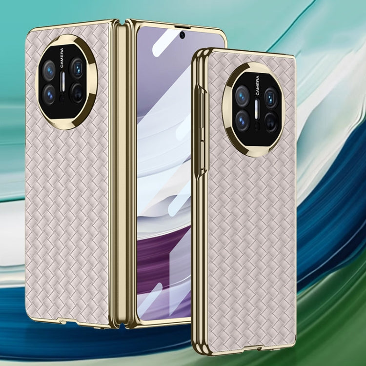 For Huawei Mate X5 GKK Leather Ultra-thin Electroplating Woven Texture Shockproof Phone Case(White)