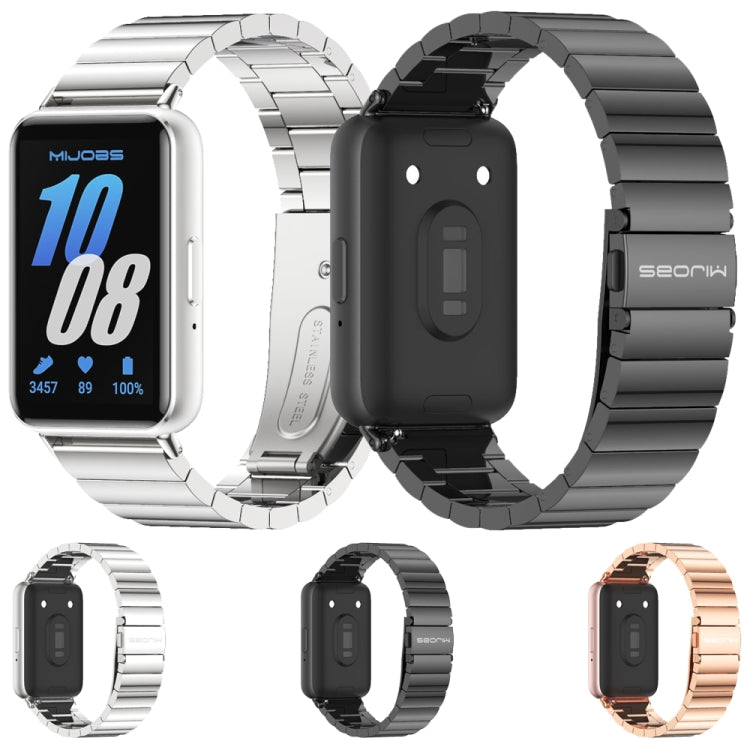 For Samsung Galaxy Fit 3 Mijobs Bamboo Metal Watch Band(Black) - Watch Bands by MIJOBS | Online Shopping South Africa | PMc TechLife | Buy Now Pay Later Mobicred