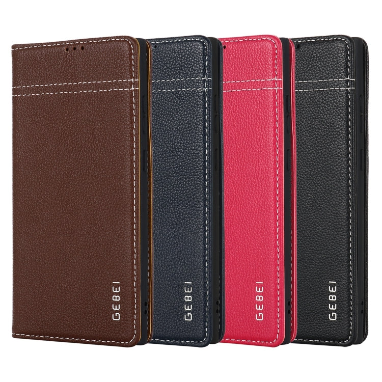 For Samsung Galaxy S24 Ultra 5G GEBEI Top-grain Horizontal Flip Leather Phone Case(Black)