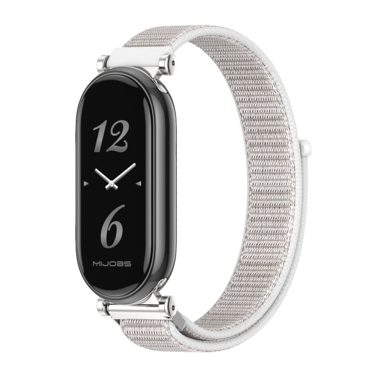 For Xiaomi Smart Band 10 / 9 / 8 Mijobs GT4 Breathable Nylon Loop Watch Band(Seashell Silver)