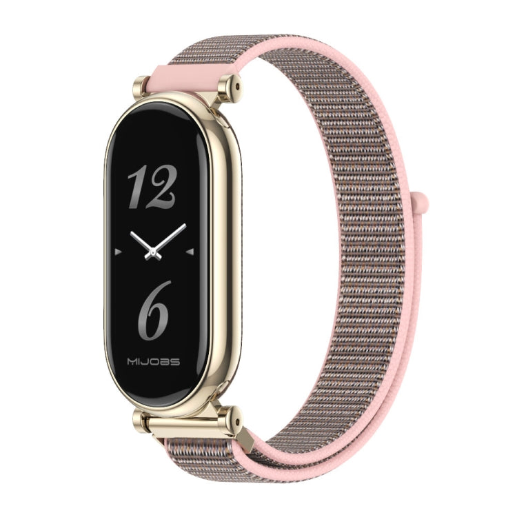 For Xiaomi Smart Band 10 / 9 / 8 Mijobs GT4 Breathable Nylon Loop Watch Band(Pink Light Gold)