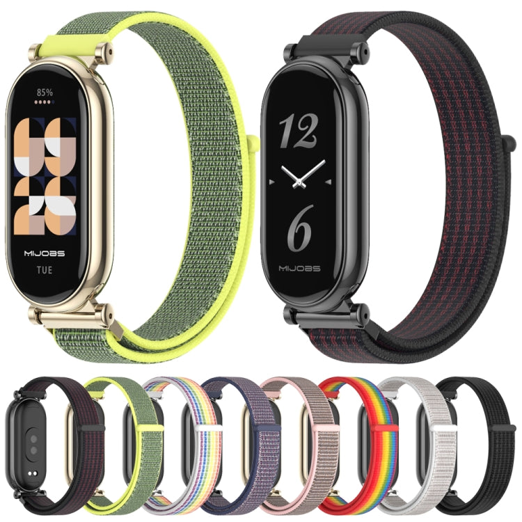For Xiaomi Smart Band 10 / 9 / 8 Mijobs GT4 Breathable Nylon Loop Watch Band(Black Red)