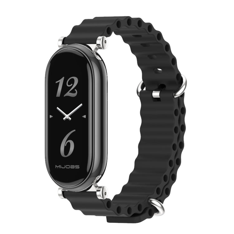 For Xiaomi Smart Band 10 / 9 / 8 Mijobs GT4 Marine Silicone Breathable Watch Band(Black Silver)
