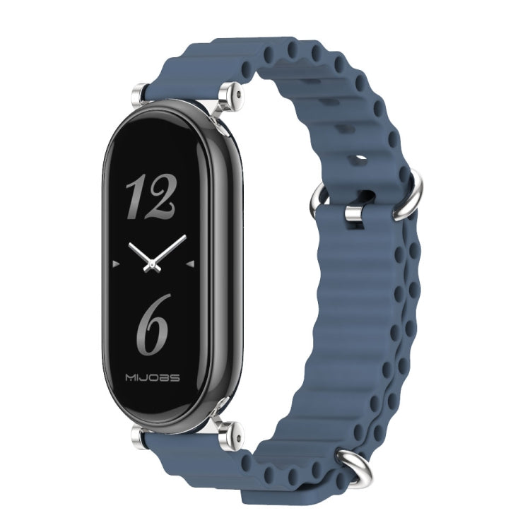 For Xiaomi Smart Band 10 / 9 / 8 Mijobs GT4 Marine Silicone Breathable Watch Band(Dark Blue Silver)
