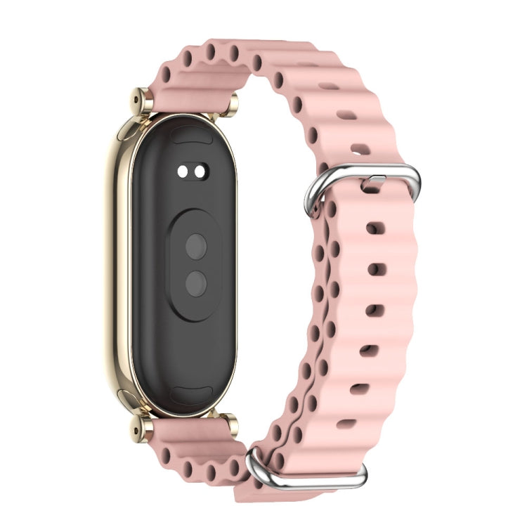 For Xiaomi Smart Band 10 / 9 / 8 Mijobs GT4 Marine Silicone Breathable Watch Band(Pink Light Gold)