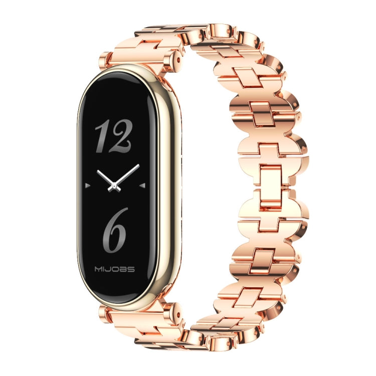 For Xiaomi Smart Band 10 / 9 / 8 Mijobs GT4 Bone Chain Metal Watch Band(Rose Gold)
