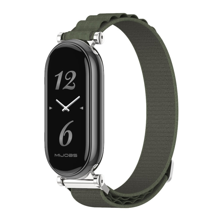 For Xiaomi Smart Band 10 / 9 / 8 Mijobs GT4 Nylon Breathable Watch Band(Army Green Silver)