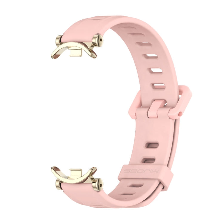 For Xiaomi Mi Band 8 Mijobs GT4 Flat Hole Silicone Watch Band(Pink Light Gold)