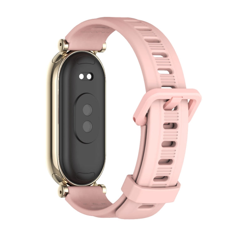 For Xiaomi Mi Band 8 Mijobs GT4 Flat Hole Silicone Watch Band(Pink Light Gold)