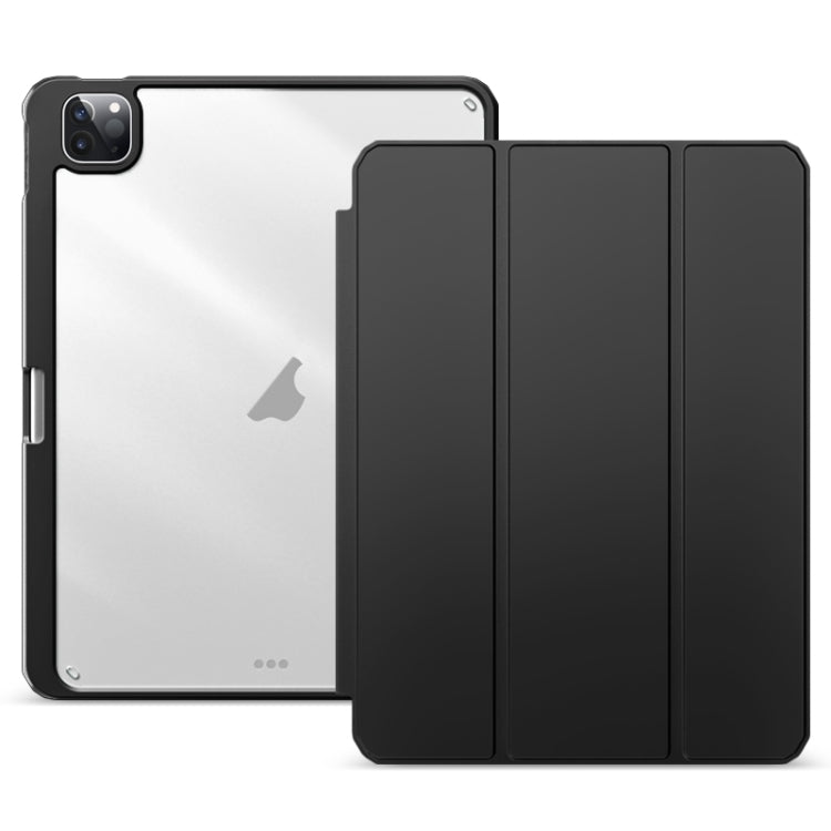 For iPad Pro 12.9 2022/2021/2020 ZGA Tri-Fold Voltage Smart Leather Tablet Case(Black)