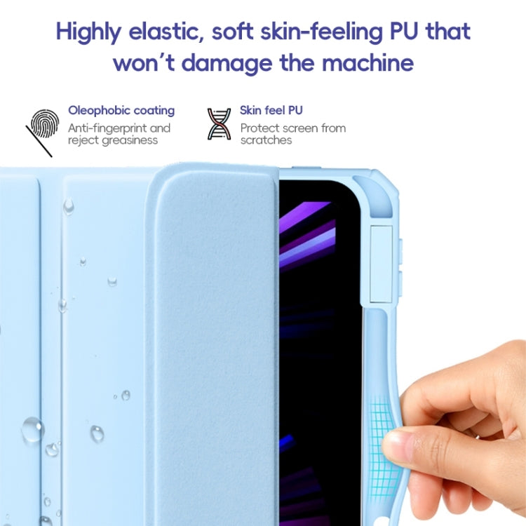 For iPad 2025 / 2022 ZGA Tri-Fold Voltage Smart Leather Tablet Case(Ice Blue) - free shipping - PMC Jewellery - Order now!