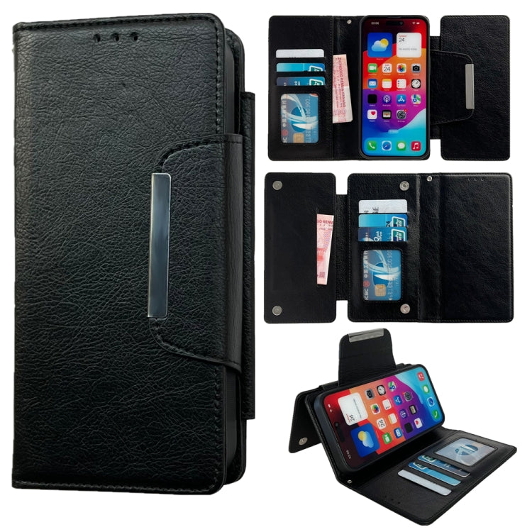 For iPhone 16 Pro Max Multifunctional 7-Cards Wallet Leather Phone Case(Black)