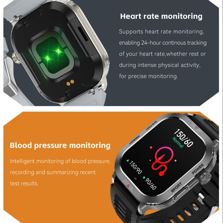 ZW66 2.01 inch BT5.1 Fitness Wellness Smart Watch, Support Bluetooth Call / Sleep / Blood Oxygen / Heart Rate / Blood Pressure Health Monitor(Silver)