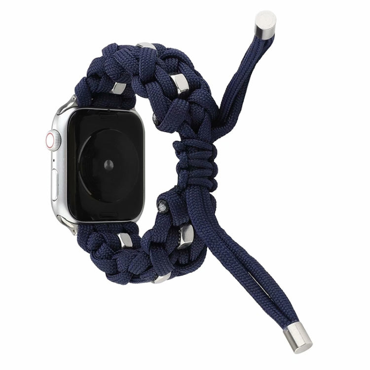 For Apple Watch Ultra 49mm Screw Nut Braided Paracord Watch Band(Blue)