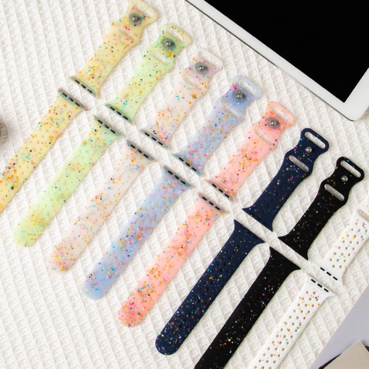 For Apple Watch SE 2023 44mm Jelly Color Dots Liquid Silicone Watch Band(White) - Watch Bands by PMC TechLife | Online Shopping South Africa | PMC TechLife