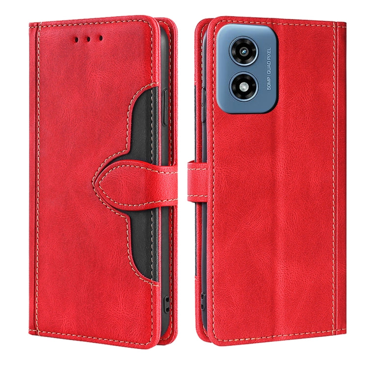 For Motorola Moto G Play 4G 2024 Skin Feel Magnetic Buckle Leather Phone Case(Red)