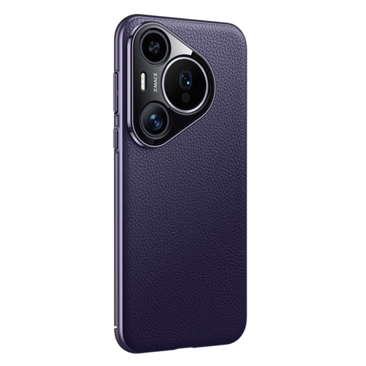 For Huawei Pura 70 Pro / Pro+ Litchi Texture Genuine Leather Phone Case(Dark Purple)