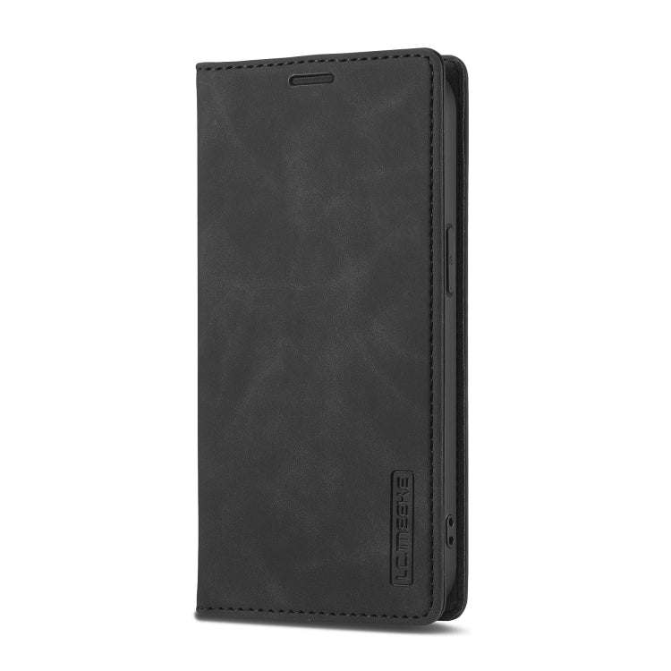 For iPhone 16e LC.IMEEKE Strong Magnetism Microfiber Leather Phone Case(Black)