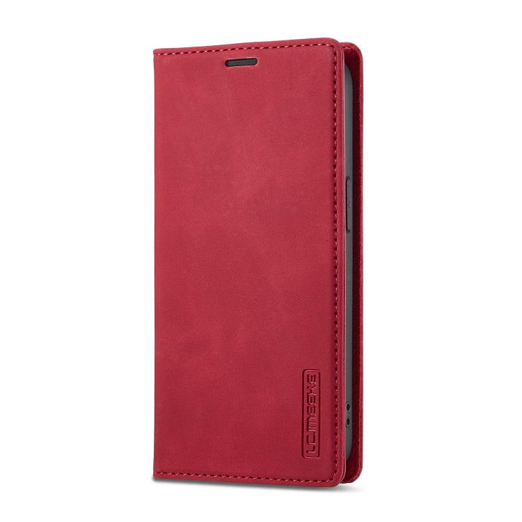 For iPhone 16e LC.IMEEKE Strong Magnetism Microfiber Leather Phone Case(Red) - iPhone 16e Cases by LC.IMEEKE | Online Shopping South Africa | PMC Jewellery | Buy Now Pay Later Mobicred