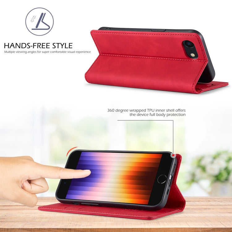 For iPhone 16e LC.IMEEKE Strong Magnetism Microfiber Leather Phone Case(Red) - iPhone 16e Cases by LC.IMEEKE | Online Shopping South Africa | PMC Jewellery | Buy Now Pay Later Mobicred