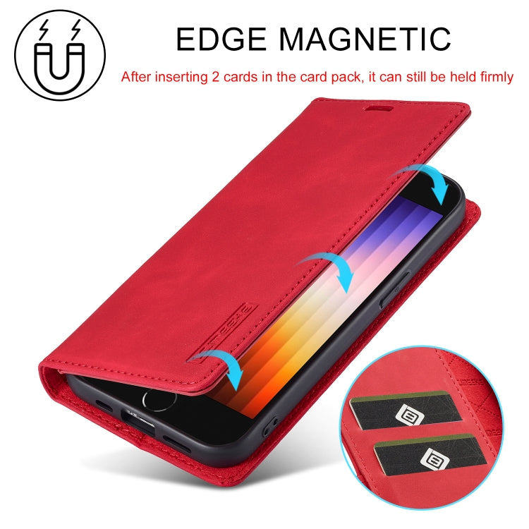For iPhone 16e LC.IMEEKE Strong Magnetism Microfiber Leather Phone Case(Red) - iPhone 16e Cases by LC.IMEEKE | Online Shopping South Africa | PMC Jewellery | Buy Now Pay Later Mobicred