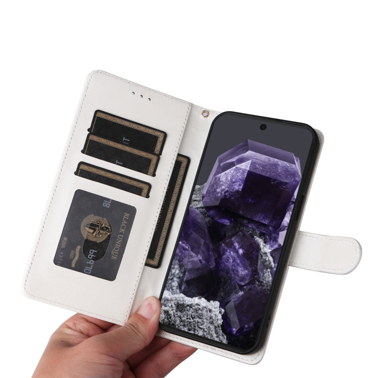 For Google Pixel 9 Pro Diamond Lattice Leather Flip Phone Case(White) - Google Cases by PMC TechLife | Online Shopping South Africa | PMC TechLife | Buy Now Pay Later Mobicred