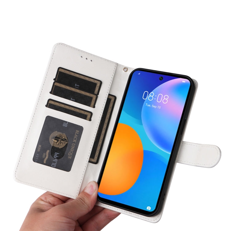 For Huawei P Smart 2021 Diamond Lattice Leather Flip Phone Case(White) - Huawei Cases by PMC TechLife | Online Shopping South Africa | PMC TechLife | Buy Now Pay Later Mobicred