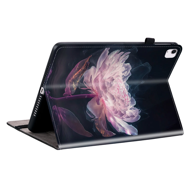 For iPad Air 13 2024 Crystal Texture Painted Leather Smart Tablet Case(Purple Peony)