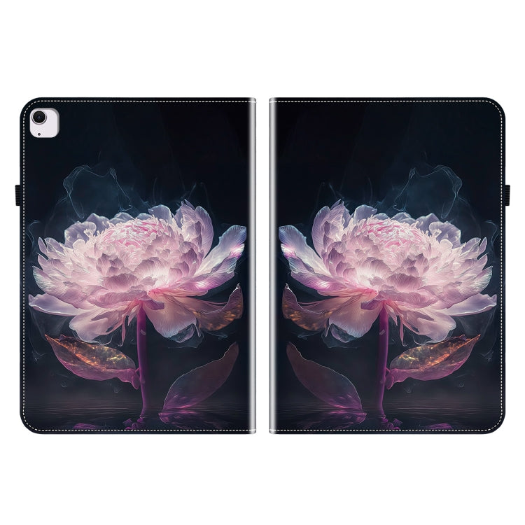 For iPad Air 11 2024 Crystal Texture Painted Leather Smart Tablet Case(Purple Peony)