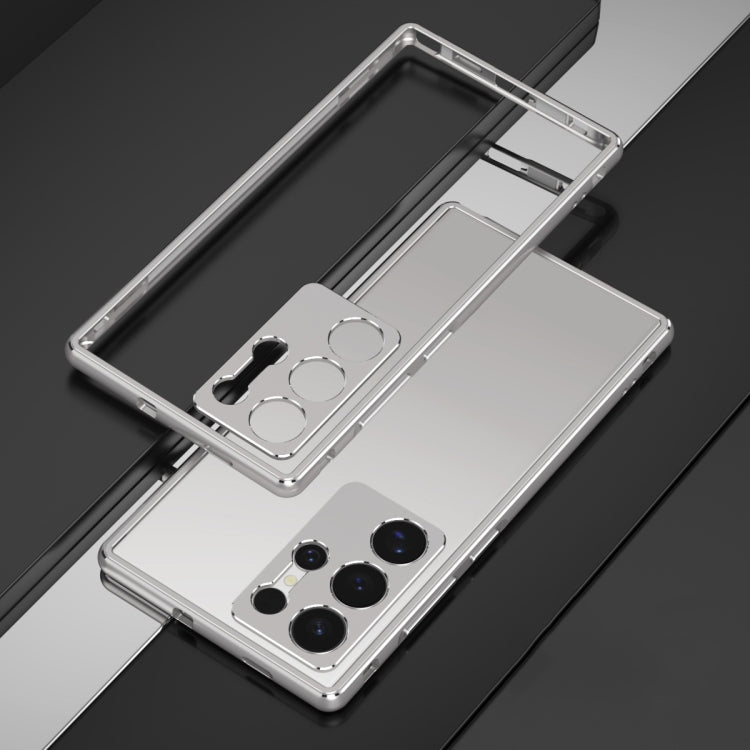 For Samsung Galaxy S24 Ultra 5G Aurora Series Lens Protector + Metal Frame Phone Case(Silver)