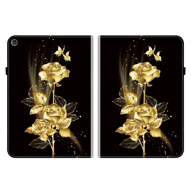 For Huawei MatePad T 10s / Enjoy Tablet 2 Crystal Texture Painted Leather Smart Tablet Case(Gold Butterfly Rose)