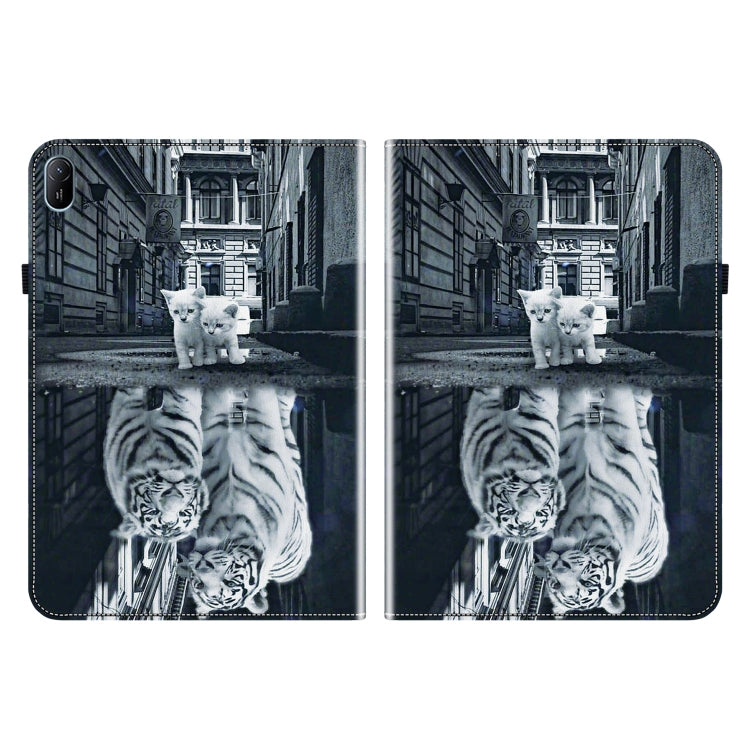 For Huawei MatePad SE 11 2024 Crystal Texture Painted Leather Smart Tablet Case(Cat Reflection Tiger)