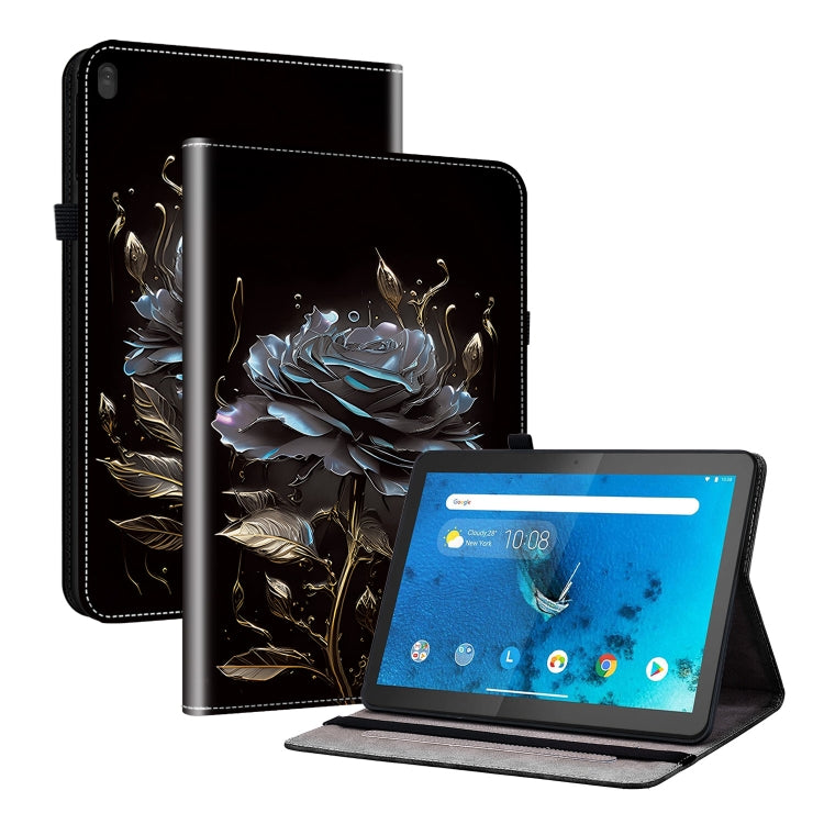 For Lenovo Tab M10 X605 / M10 HD X505 Crystal Texture Painted Leather Tablet Case(Black Rose)