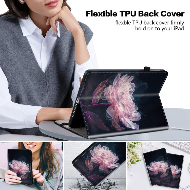 For Lenovo Tab M11/ Xiaoxin Pad 11 2024 Crystal Texture Painted Leather Tablet Case(Purple Peony)