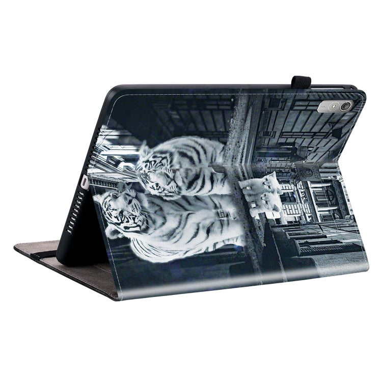 For Lenovo Tab P11 Gen 2 11.5 Crystal Texture Painted Leather Tablet Case(Cat Reflection Tiger)
