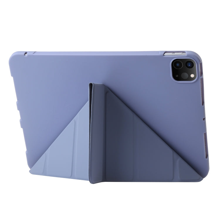 For iPad Pro 13 2024 TPU Deformation Flip Leather Tablet Case with Holder(Purple)